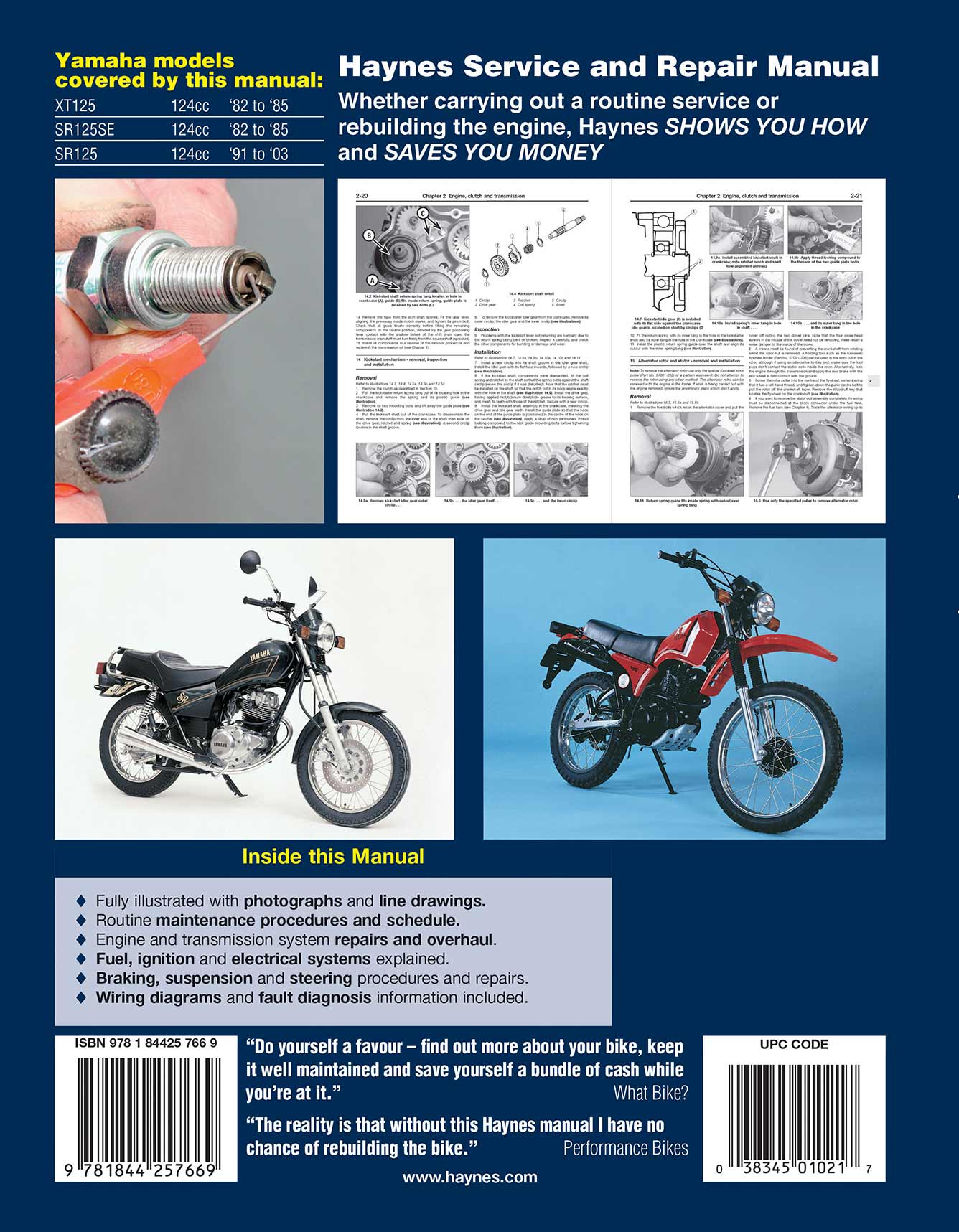 Yamaha XT & SR125 (1982-2003) Haynes Repair Manual