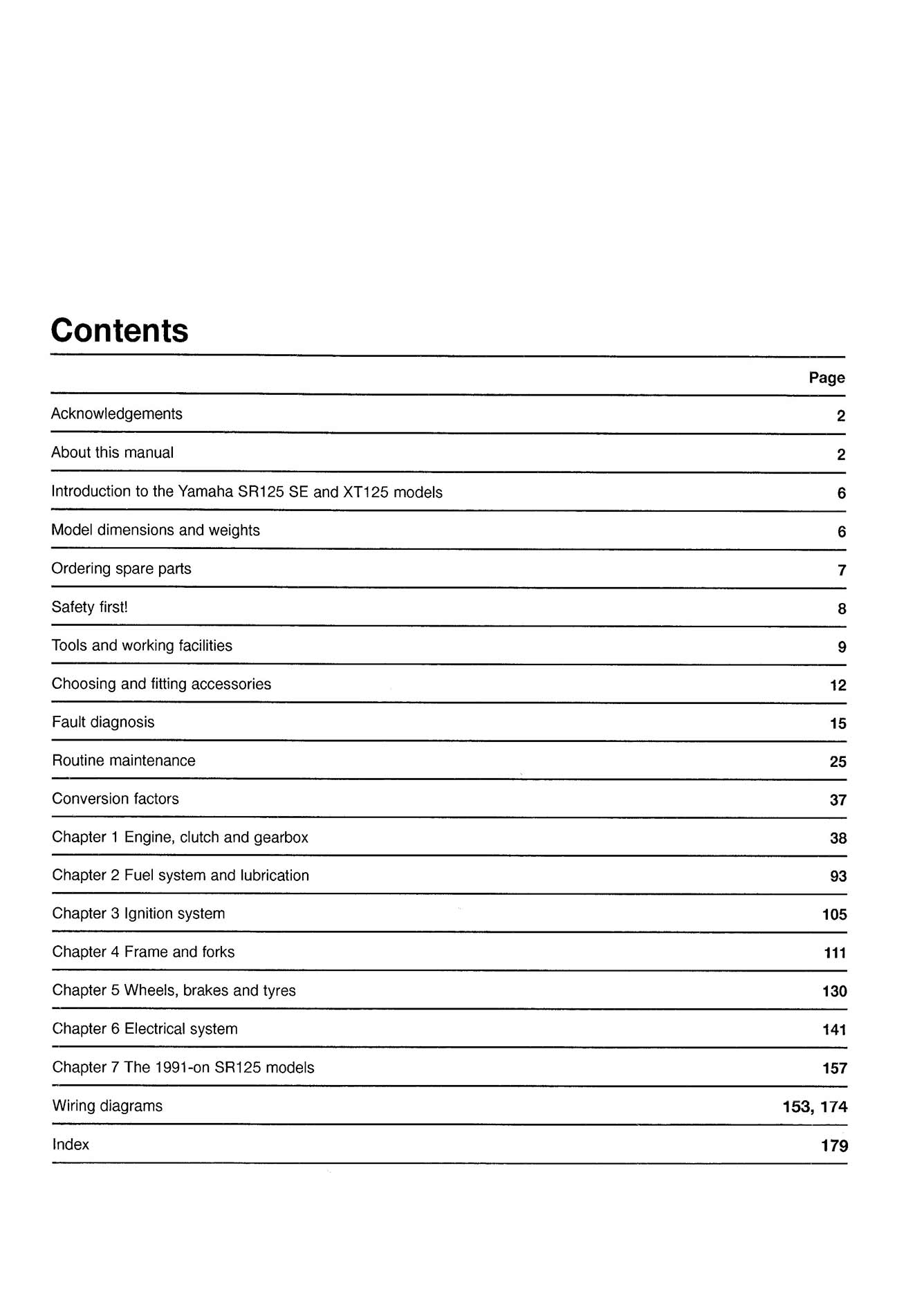 Yamaha XT & SR125 (1982-2003) Haynes Repair Manual