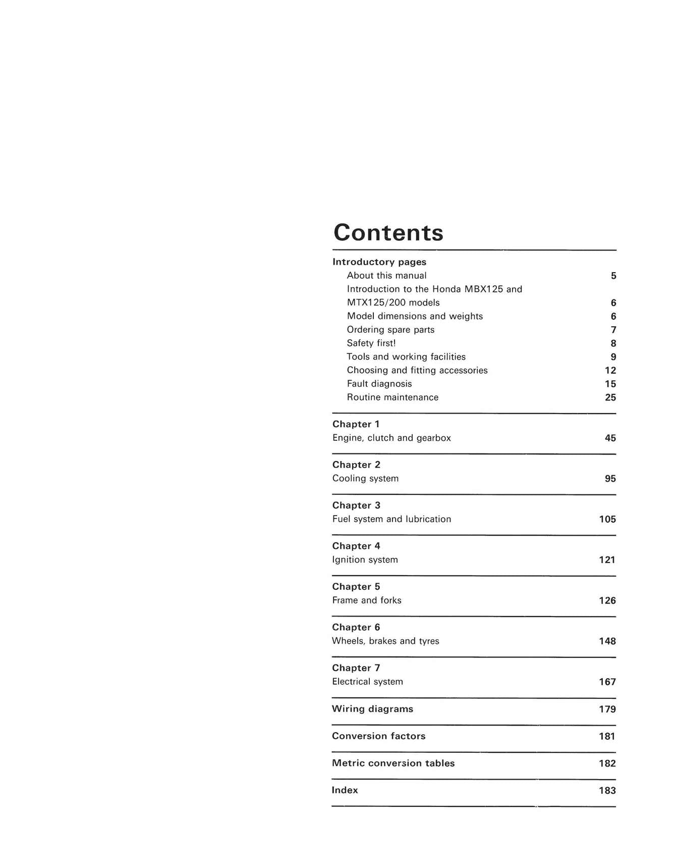 Honda MBX/MTX125 & MTX200 (1983-1993) Haynes Repair Manual