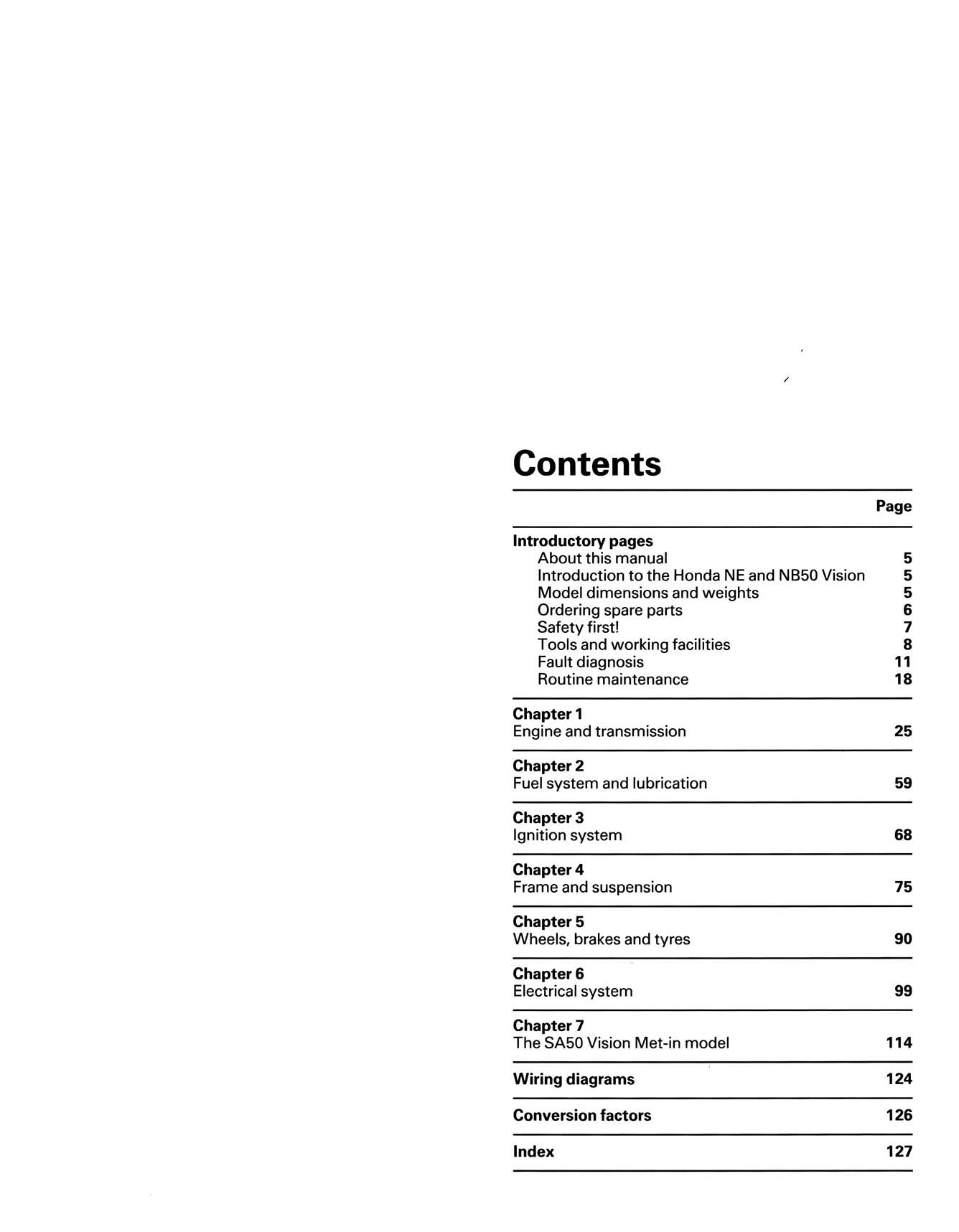 Honda NE/NB50 Vision & SA50 Vision Met-in (1985-1995) Haynes Repair Manual