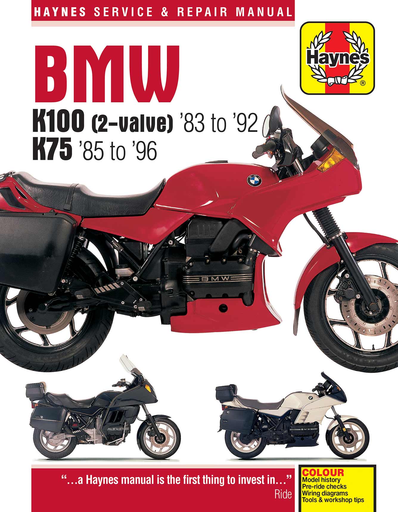 BMW K100 & 75 2-valve Models (1983-1996) Haynes Repair Manual Printed Book Front Cover