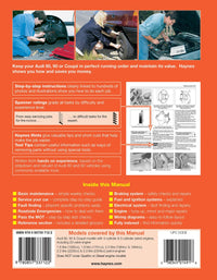 Audi 80, 90 & Coupe Petrol (Oct 1986-1990) Haynes Repair Manual Printed Book Back Cover