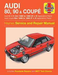 Audi 80, 90 & Coupe Petrol (Oct 1986-1990) Haynes Repair Manual Printed Book Front Cover