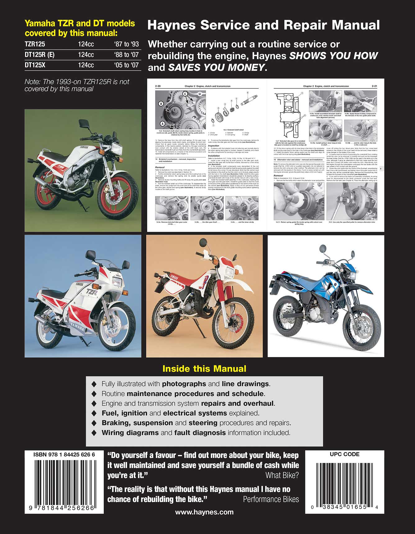 Yamaha TZR125 (1987-1993) & DT125R/X (1988-2007) Haynes Repair Manual