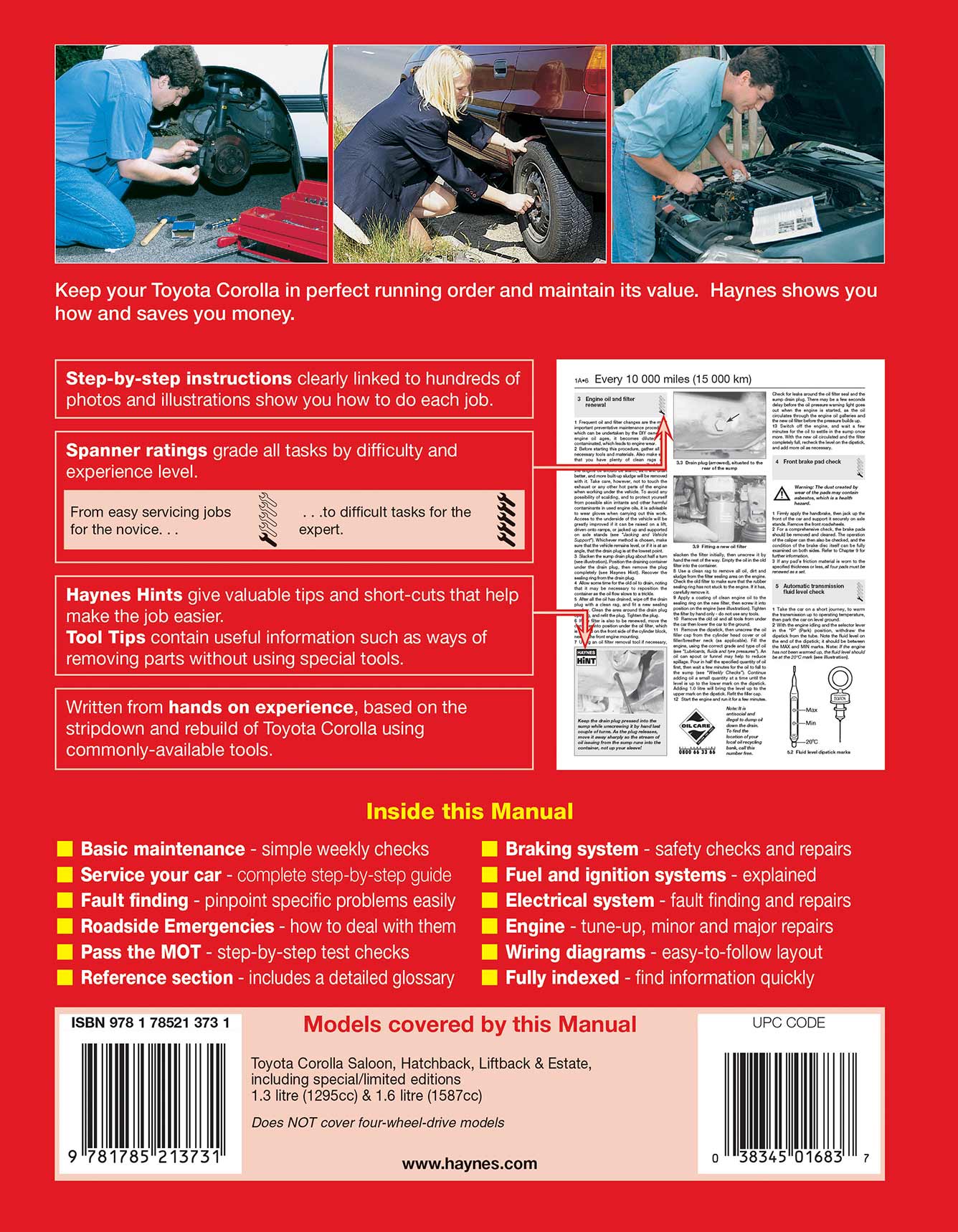 Toyota Corolla Petrol (Sept 1987-Aug 1992) Haynes Repair Manual