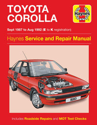 Toyota Corolla Petrol (Sept 1987-Aug 1992) Haynes Repair Manual Printed Book Front Cover