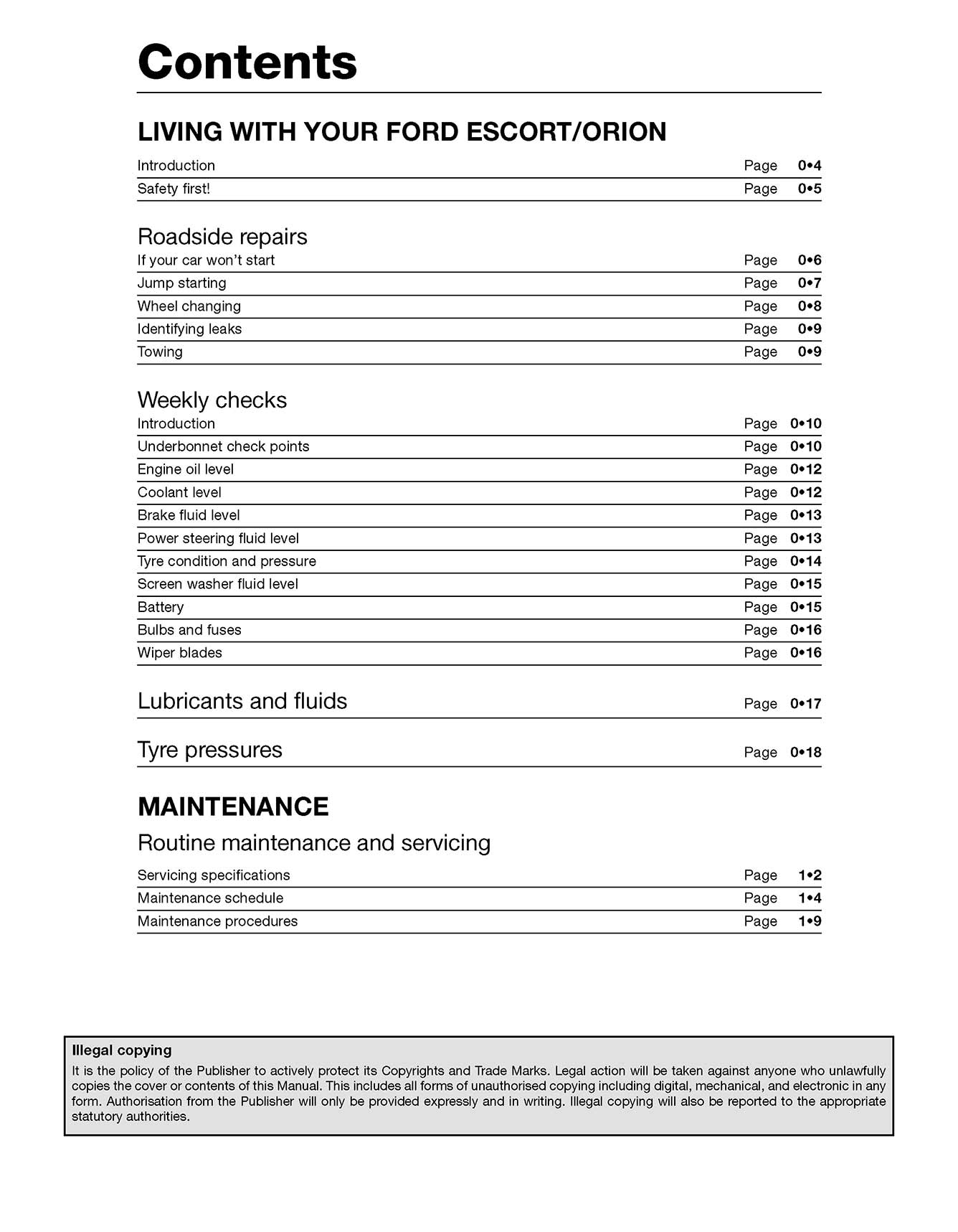 Ford Escort & Orion Petrol (Sept 1990-2000) Haynes Repair Manual