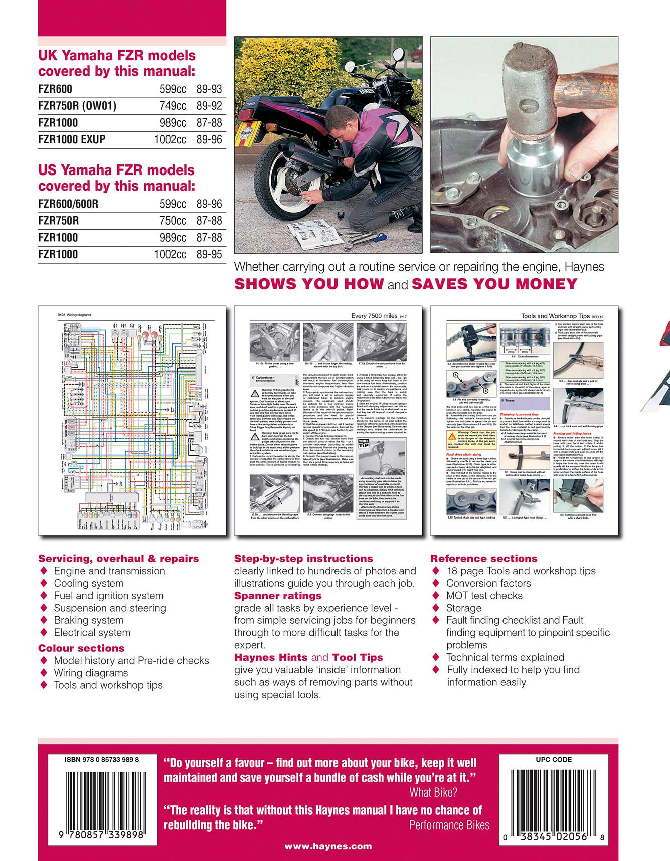 Yamaha FZR600, 750 & 1000 Fours (1987-1996) Haynes Repair Manual