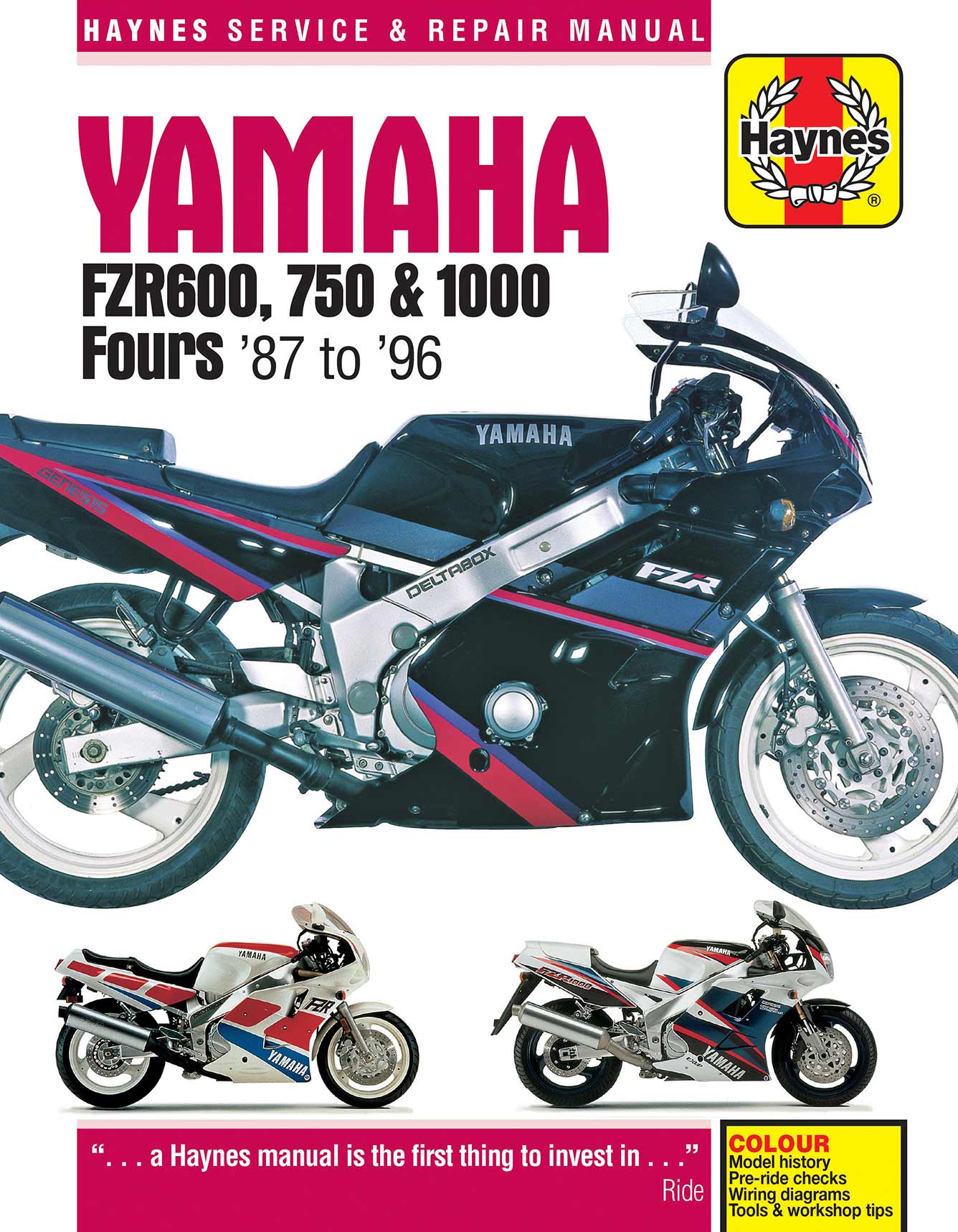 Yamaha FZR600, 750 & 1000 Fours (1987-1996) Haynes Repair Manual Printed Book Front Cover