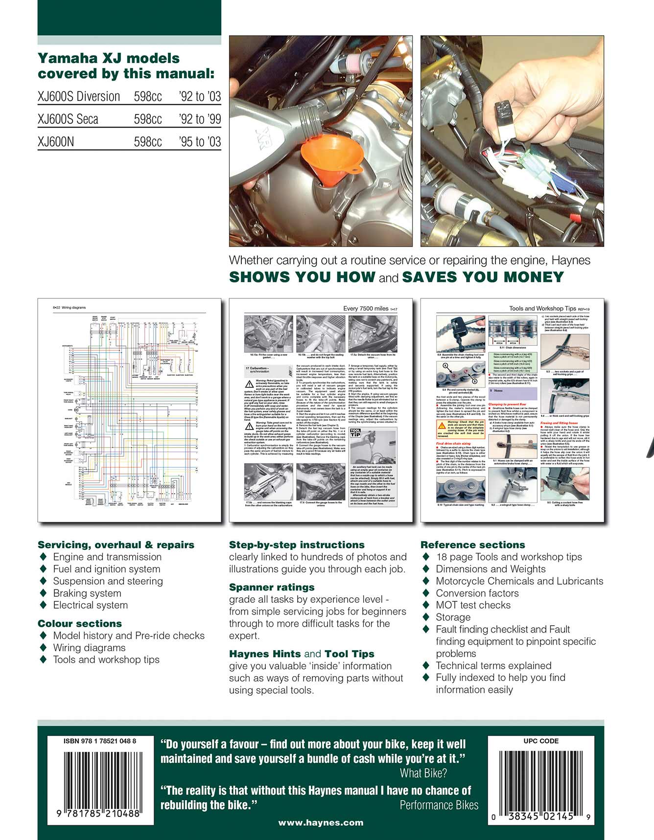 Yamaha XJ600S (Diversion, Seca II) & XJ600N Fours (1992-2003) Haynes Repair Manual