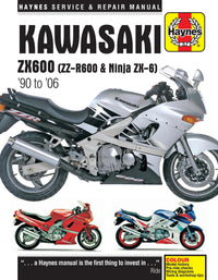 Kawasaki ZX600 (ZZ-R600 & Ninja ZX6) (1990-2006) Haynes Repair Manual Printed Book Front Cover