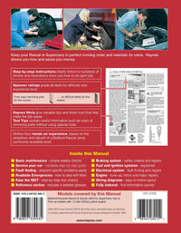Bedford/Vauxhall Rascal & Suzuki Supercarry (1986-Oct 1994) Haynes Repair Manual Printed Book Back Cover