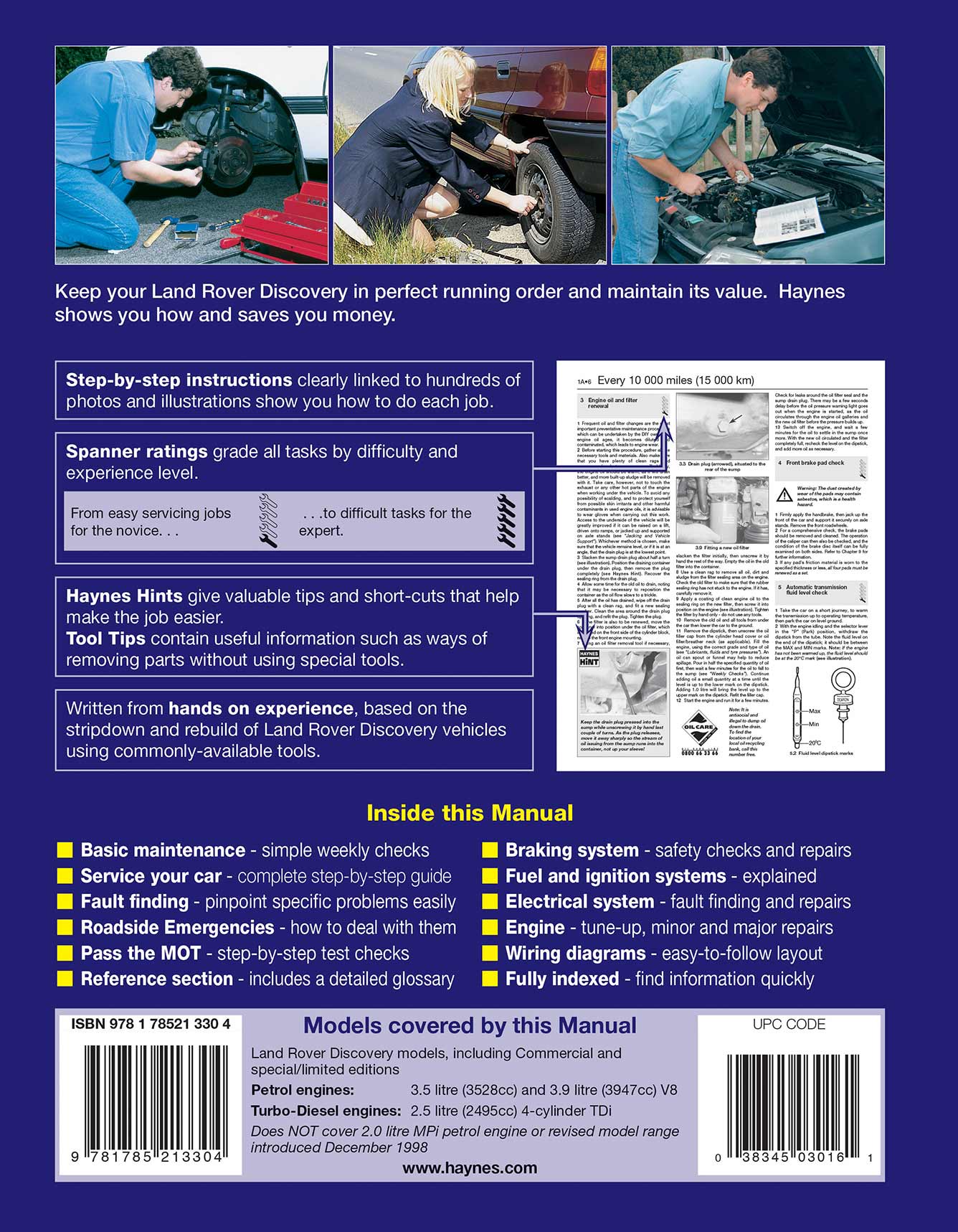 Land Rover Discovery Petrol & Diesel (1989-1998) Haynes Repair Manual