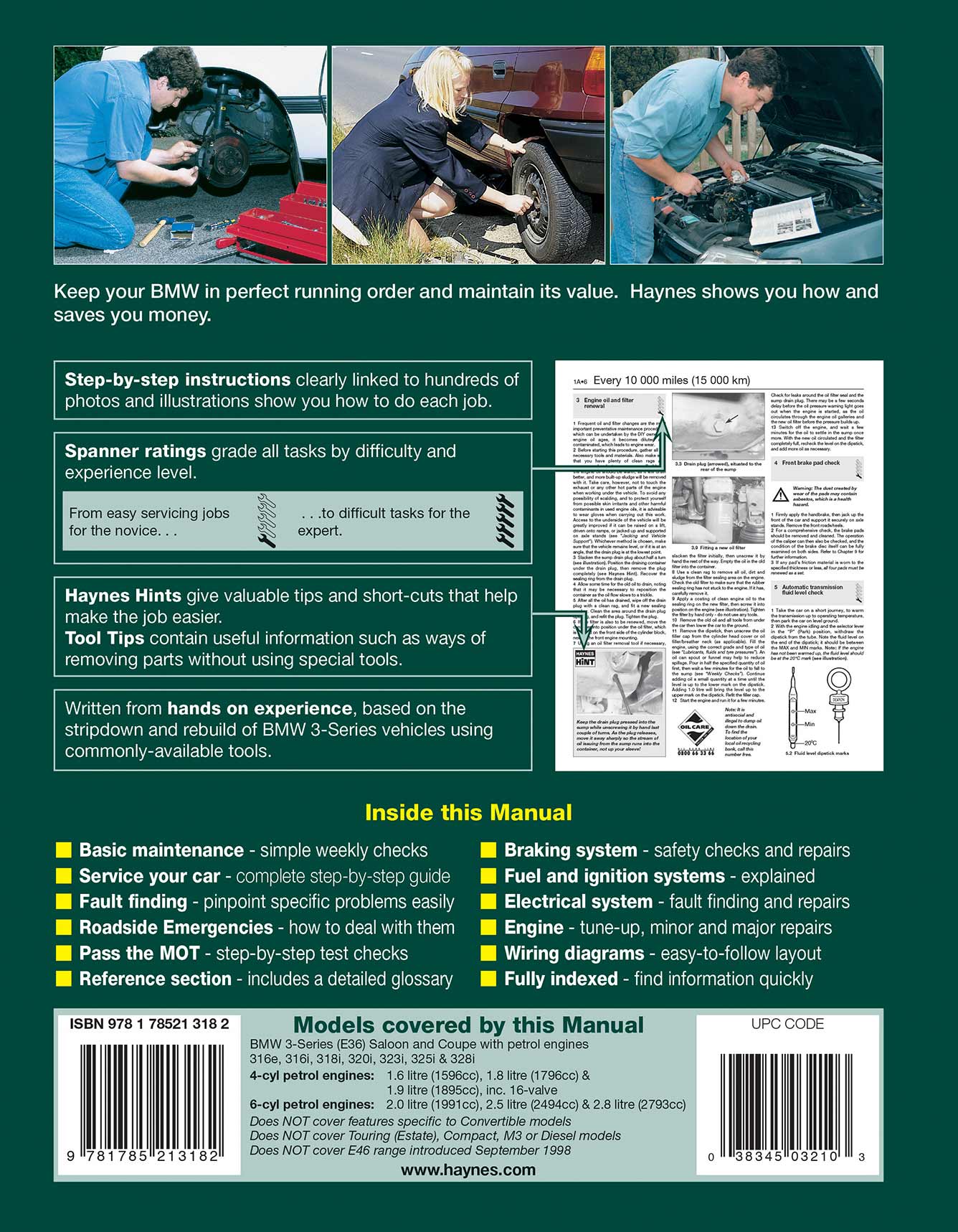 BMW 3-Series Petrol (Apr 1991-1999) Haynes Repair Manual