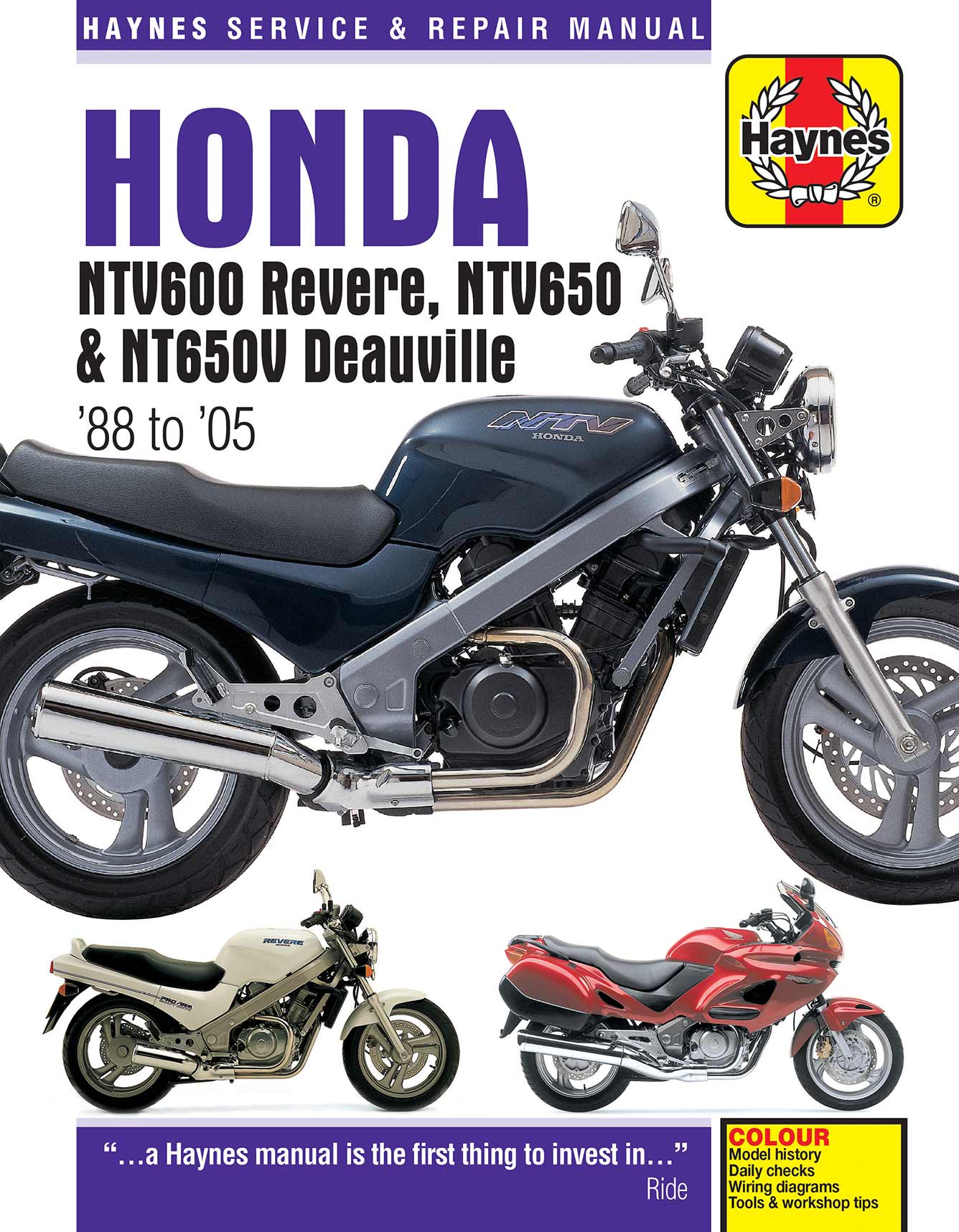 Honda NTV600 Revere, NTV650 & NT650V Deauville (1988-2005) Haynes Repair Manual Printed Book Front Cover