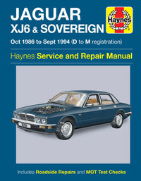 Jaguar XJ6 & Sovereign (Oct 1986-Sept 1994) Haynes Repair Manual Printed Book Front Cover