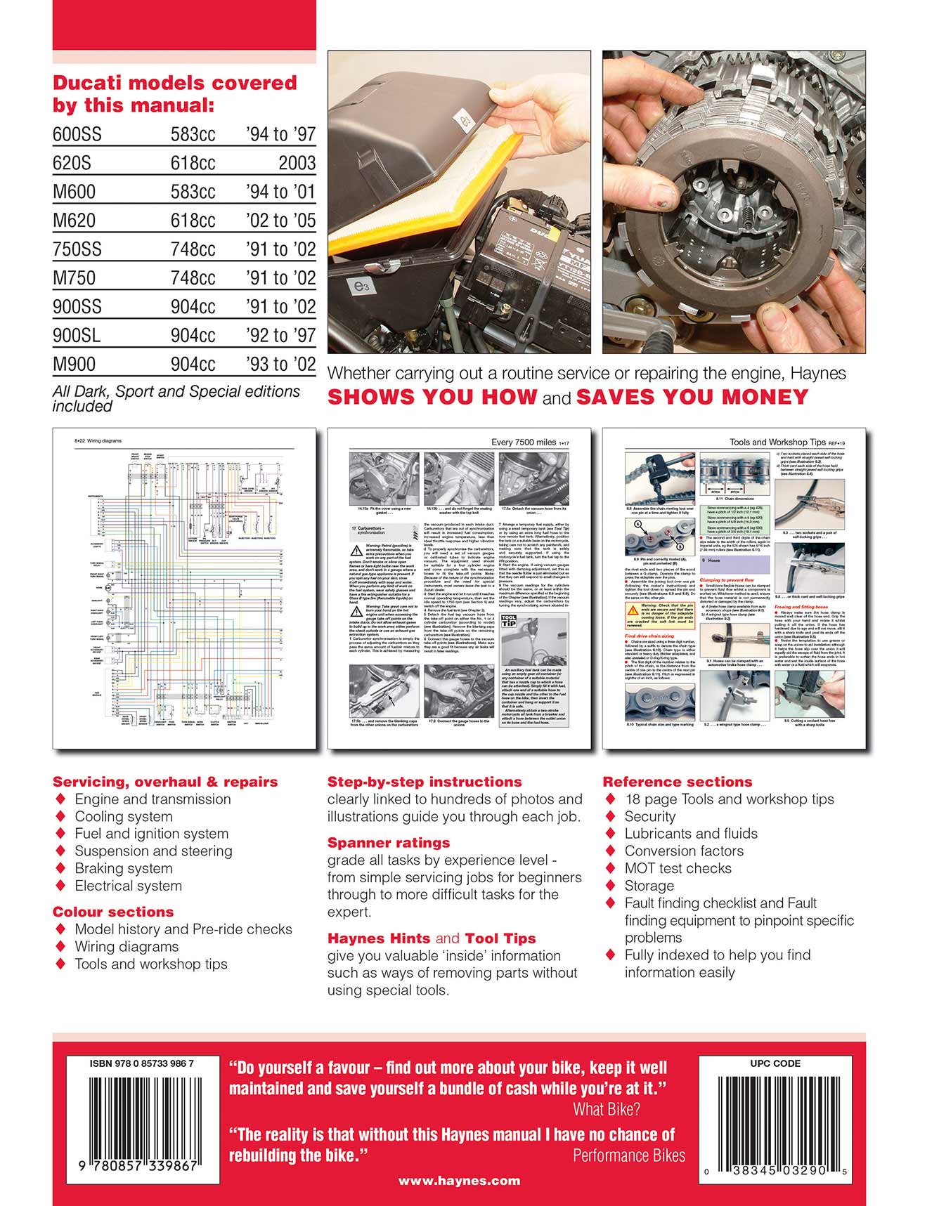 Ducati 600, 620, 750 & 900 2-valve V-Twins (1991-2005) Haynes Repair Manual