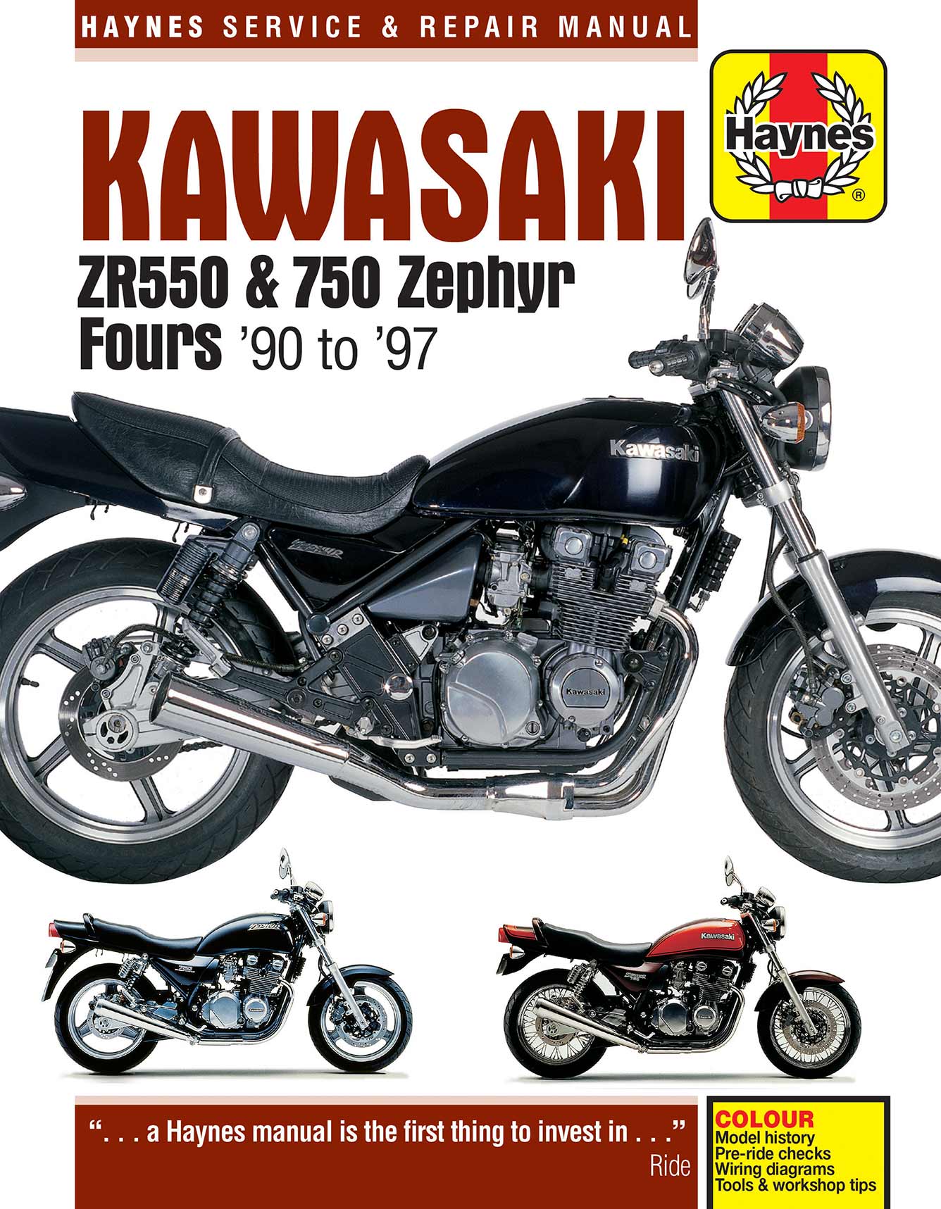 Kawasaki ZR550 & 750 Zephyr Fours (1990-1997) Haynes Repair Manual Printed Book Front Cover