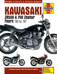Kawasaki ZR550 & 750 Zephyr Fours (1990-1997) Haynes Repair Manual Printed Book Front Cover