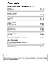 Volkswagen Transporter (water-cooled) Petrol (1982-1990) Haynes Repair Manual Printed Book Table of Contents
