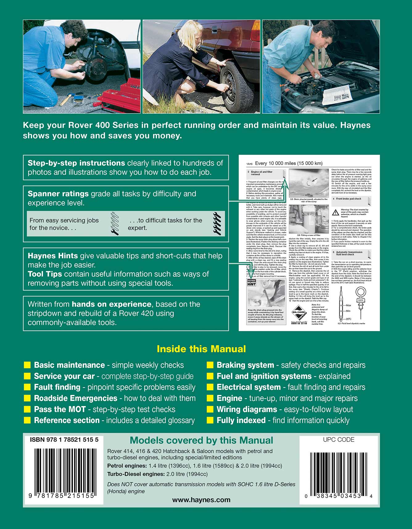 Rover 414, 416 & 420 Petrol & Diesel (May 1995-1999) Haynes Repair Manual