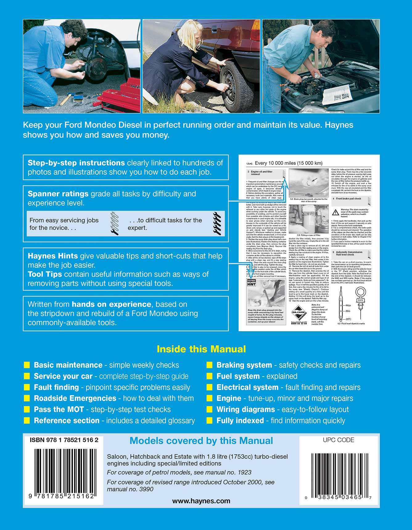 Ford Mondeo Diesel (1993-Sept 2000) Haynes Repair Manual