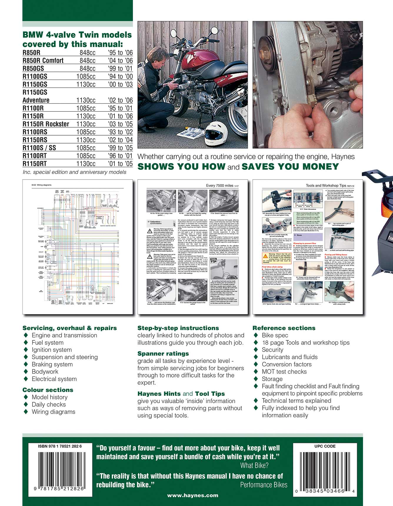 BMW R850, 1100 & 1150 4-valve Twins (1993-2006) Haynes Repair Manual