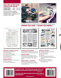 Honda VFR400 (NC30) & RVF400 (NC35) V-Fours (1989-1998) Haynes Repair Manual Printed Book Back Cover