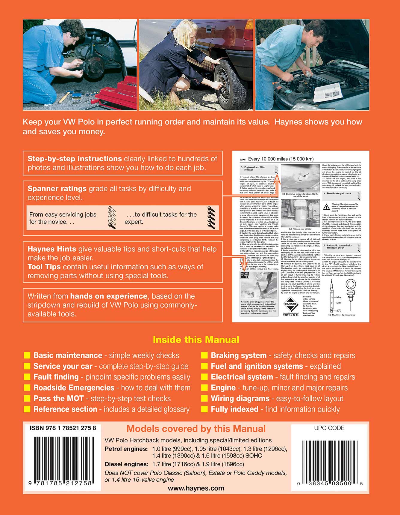 Volkswagen Polo Hatchback Petrol & Diesel (1994-1999) Haynes Repair Manual