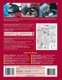 Skoda Felicia Petrol & Diesel (1995-2001) Haynes Repair Manual Printed Book Back Cover
