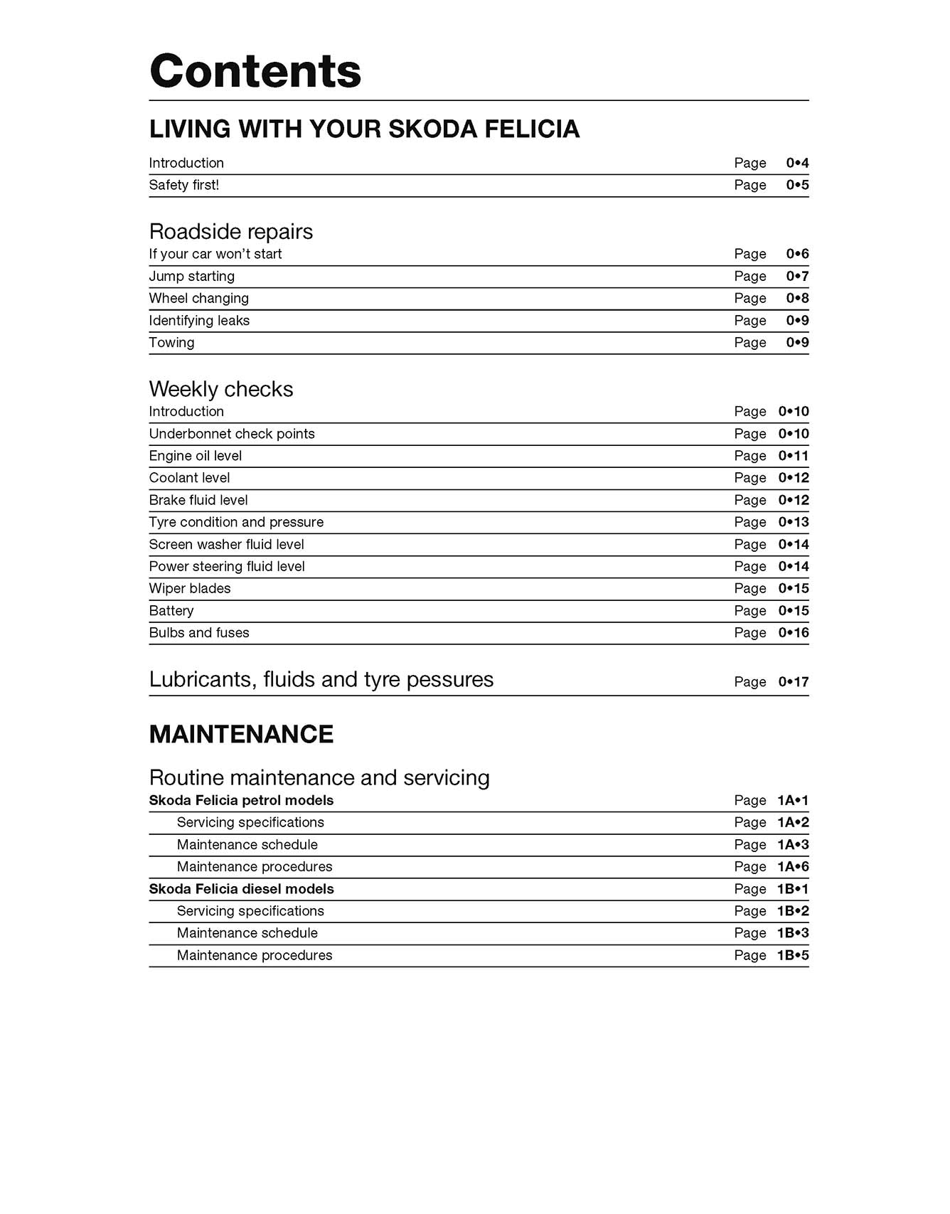 Skoda Felicia Petrol & Diesel (1995-2001) Haynes Repair Manual