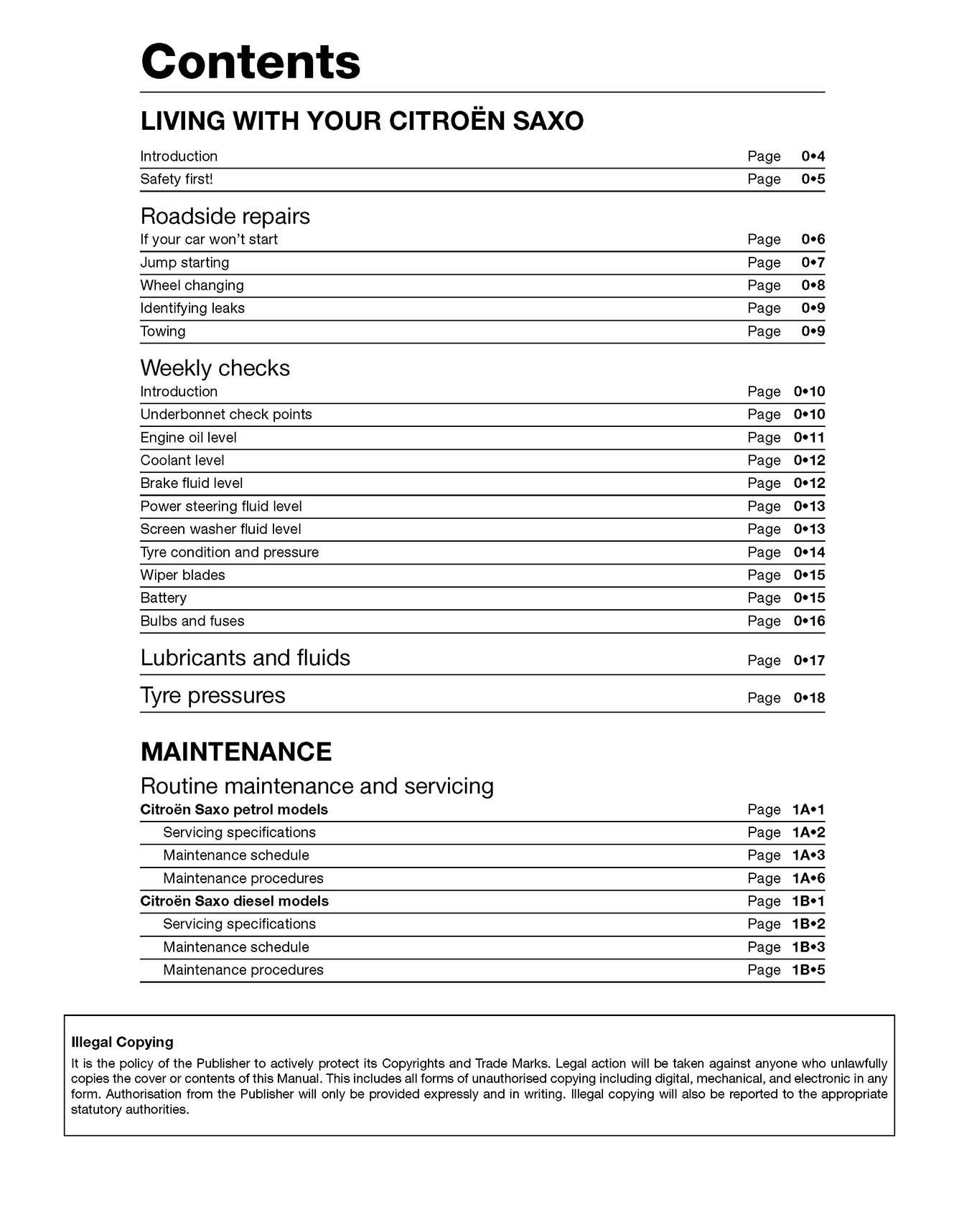 Citroen Saxo Petrol & Diesel (1996-2004) Haynes Repair Manual