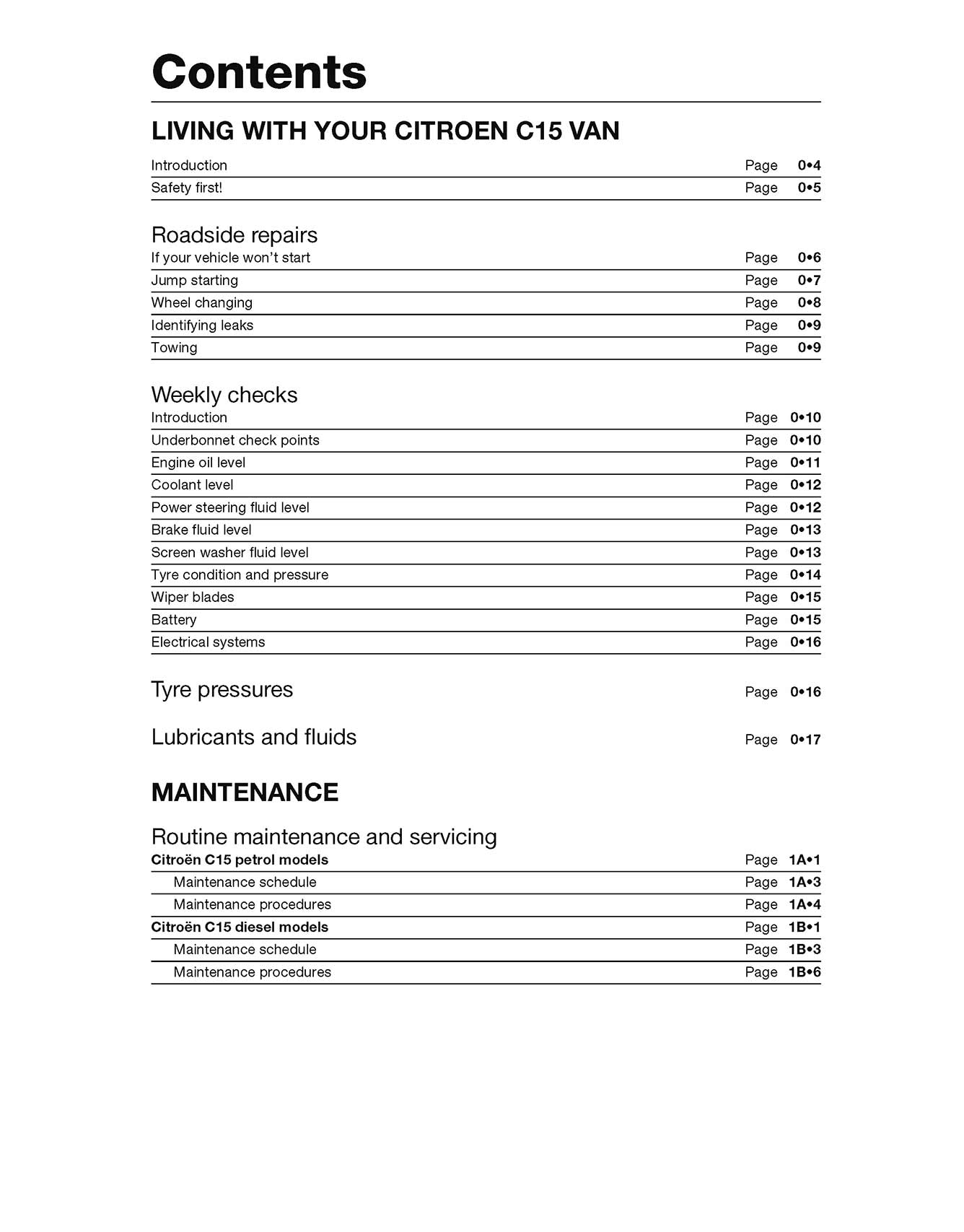 Citroen C15 Van Petrol & Diesel (1989-Oct 1998) Haynes Repair Manual