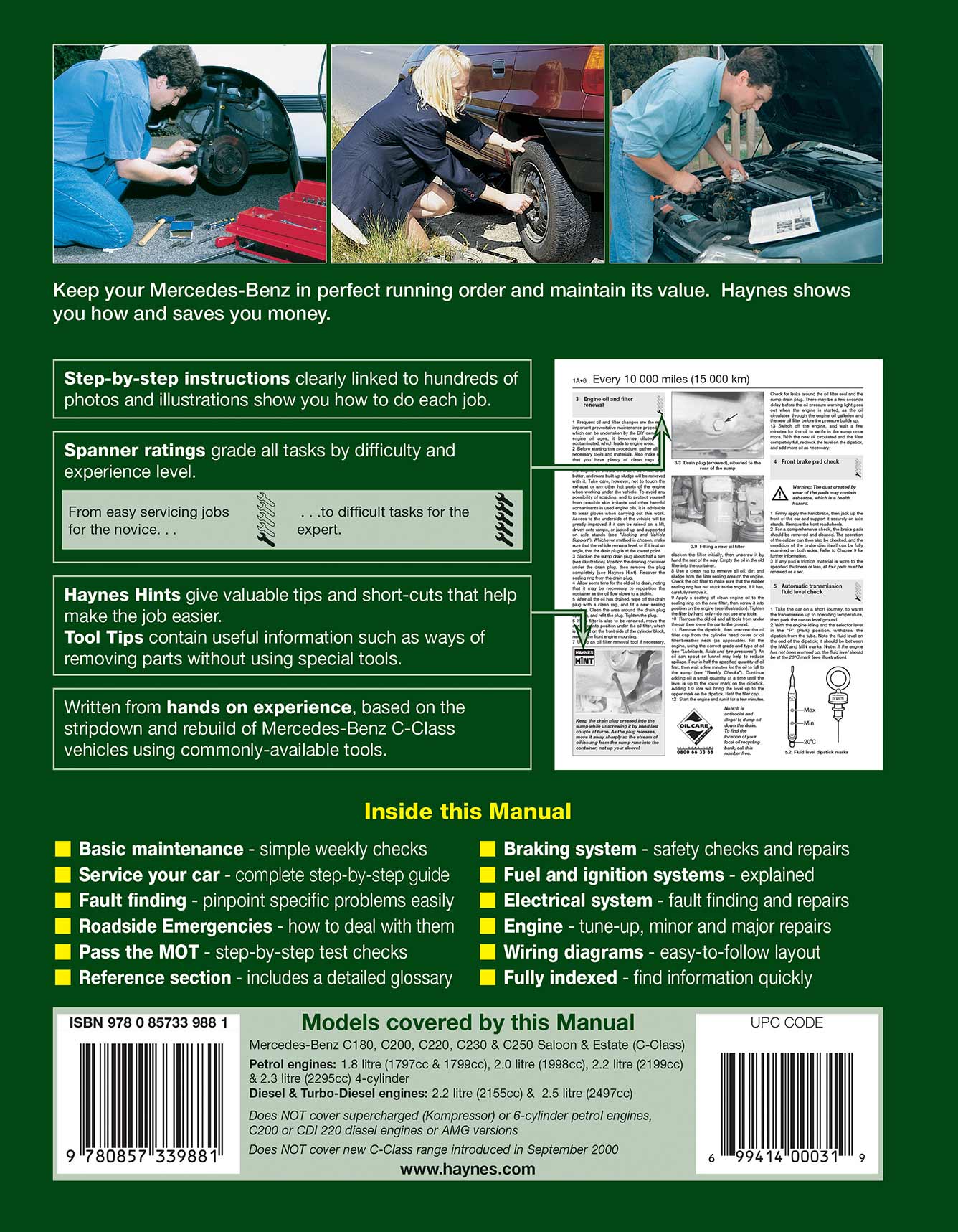 Mercedes-Benz C-Class Petrol & Diesel (1993-Aug 2000) Haynes Repair Manual