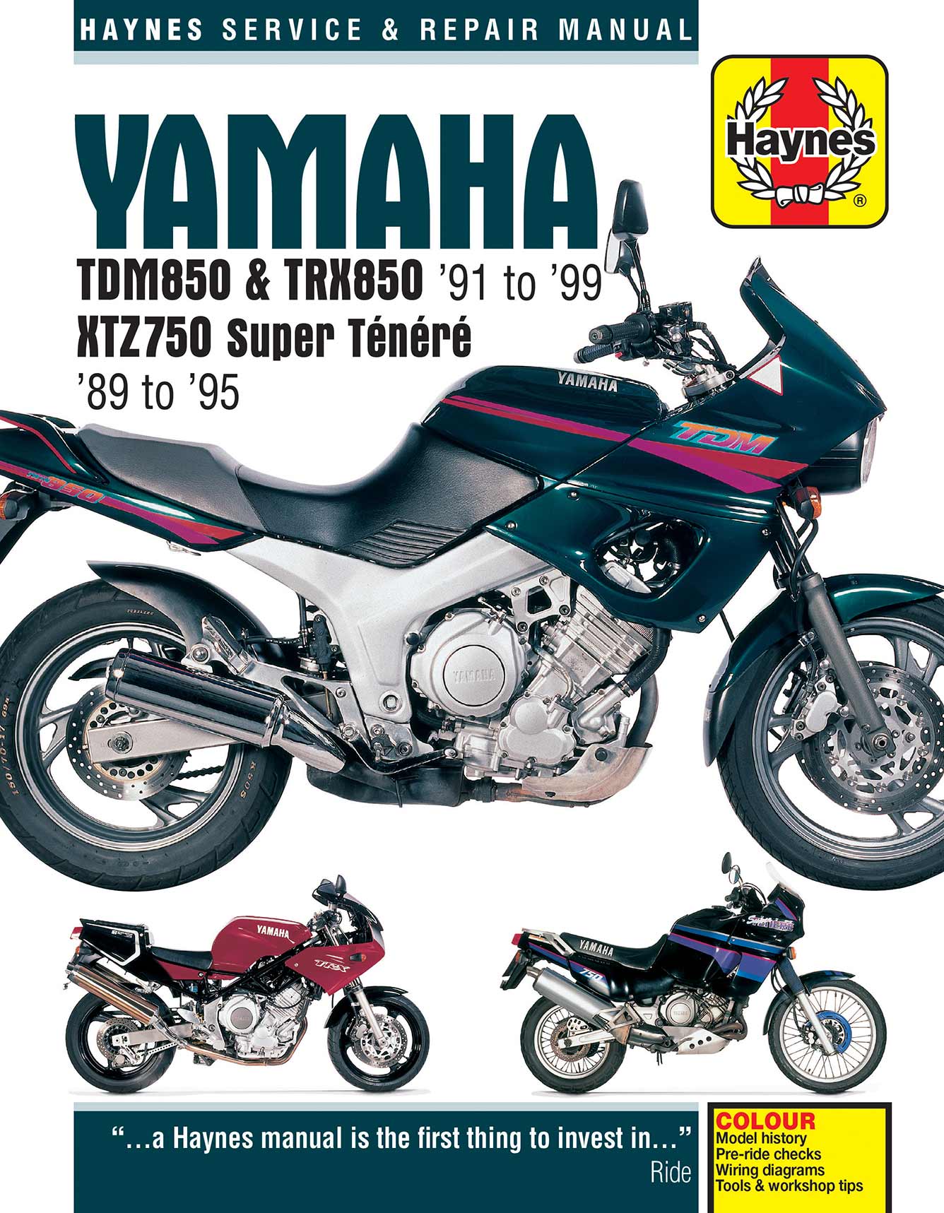 Yamaha TDM850, TRX850 & XTZ750 (1989-1999) Haynes Repair Manual Printed Book Front Cover