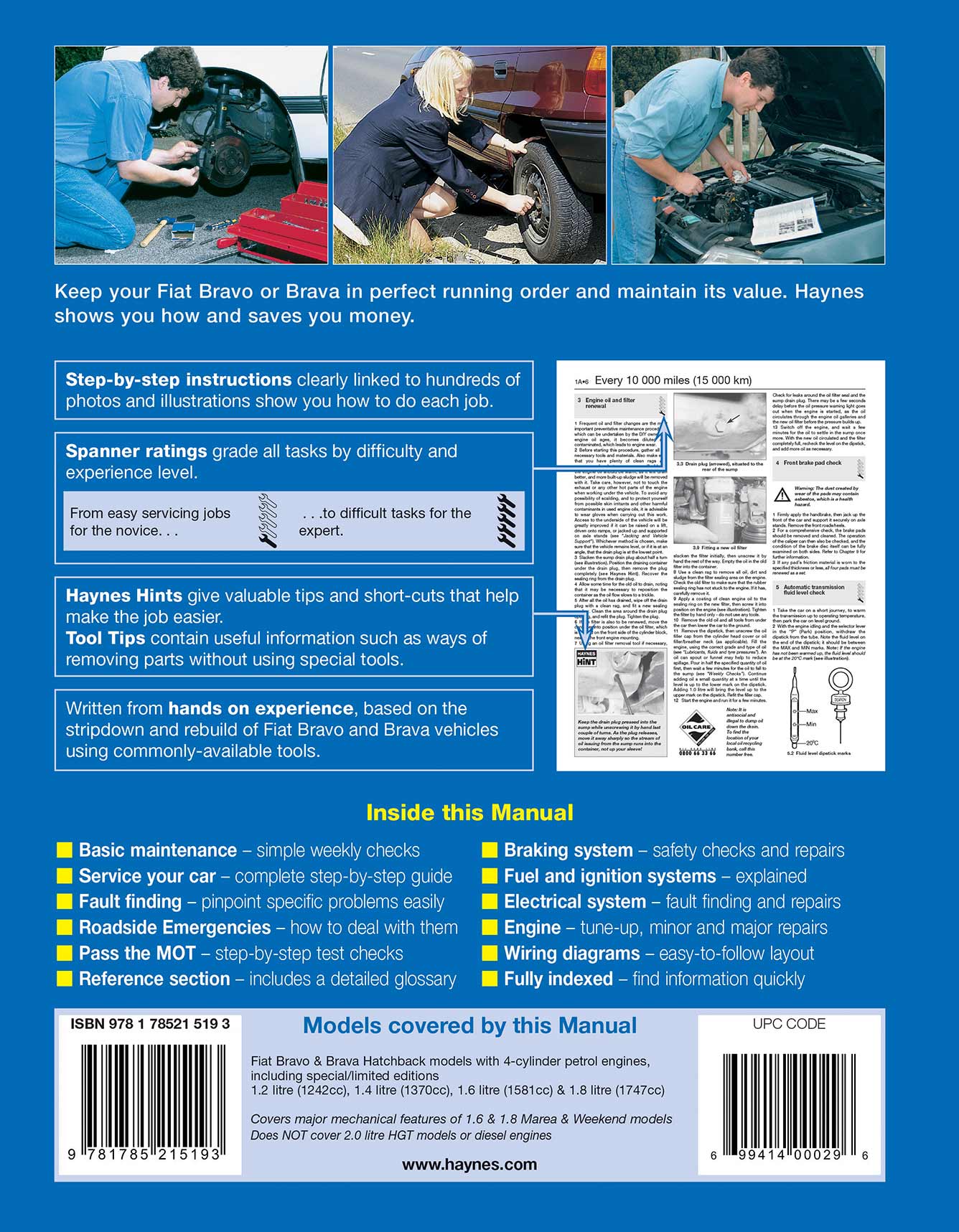 Fiat Bravo & Brava Petrol (1995-2000) Haynes Repair Manual