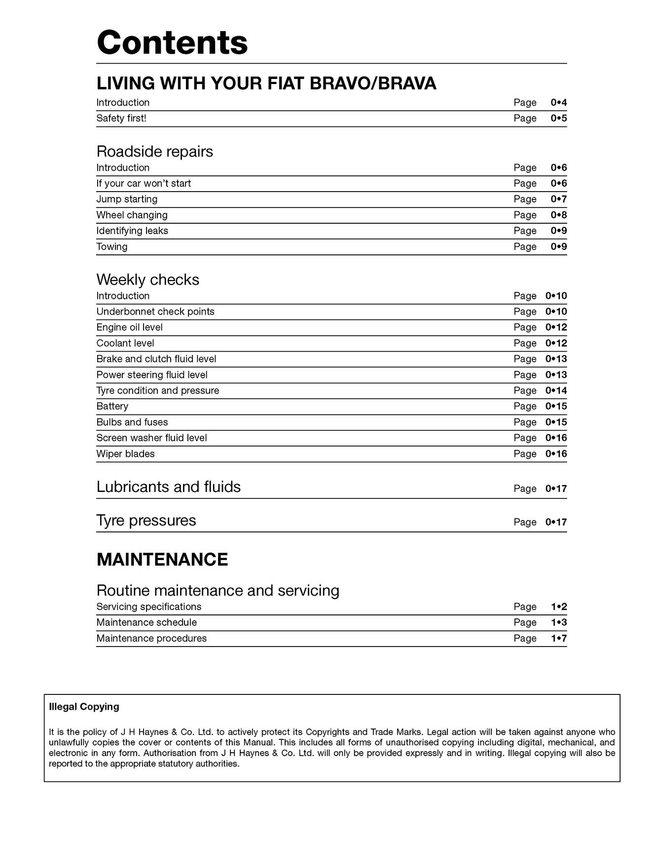 Fiat Bravo & Brava Petrol (1995-2000) Haynes Repair Manual