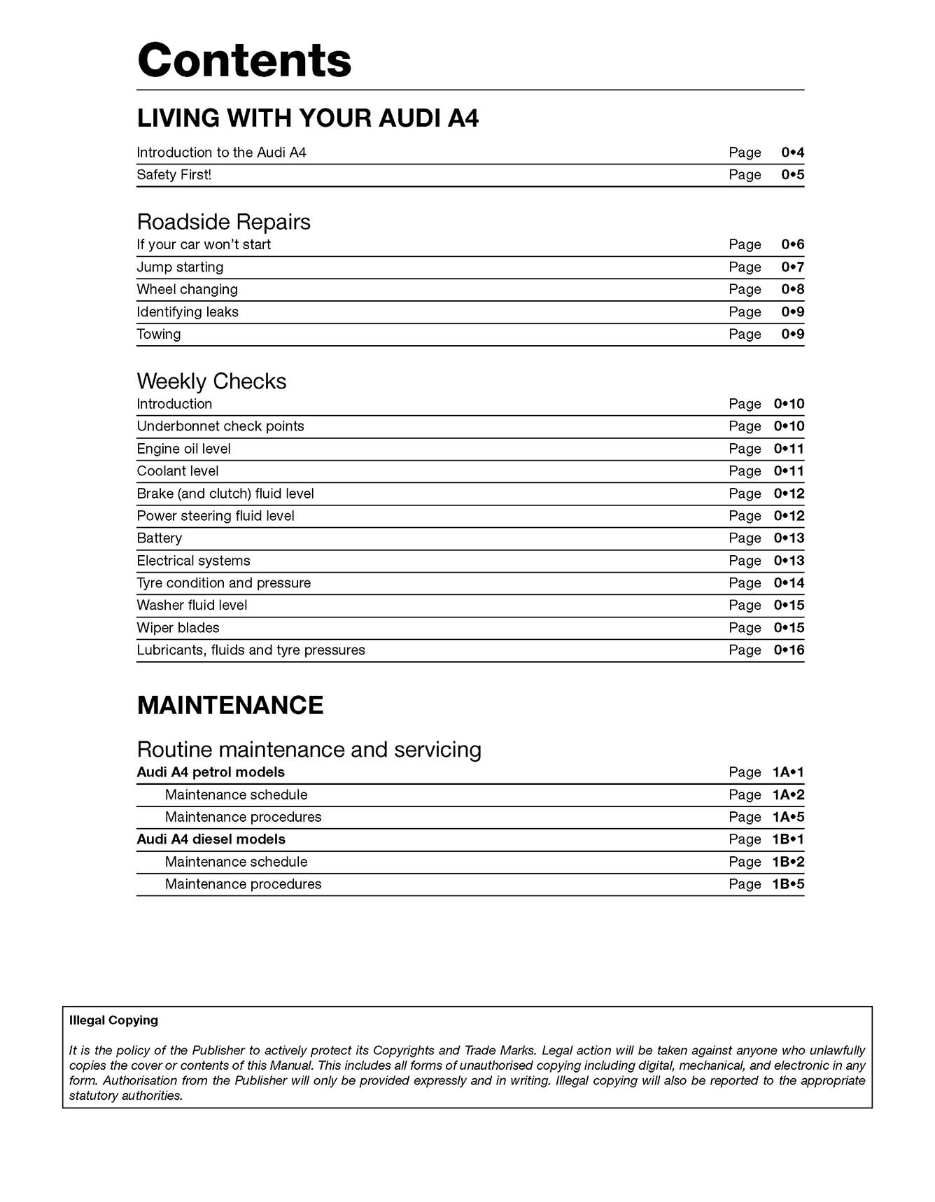 Audi A4 Petrol & Diesel (1995-2000) Haynes Repair Manual
