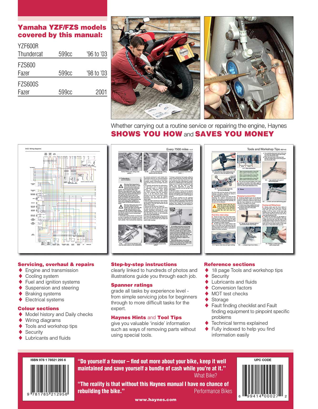Yamaha YZF600R Thundercat & FZS600 Fazer (1996-2003) Haynes Repair Manual