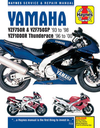 Yamaha YZF750R & YZF1000R Thunderace (1993-2000) Haynes Repair Manual Printed Book Front Cover