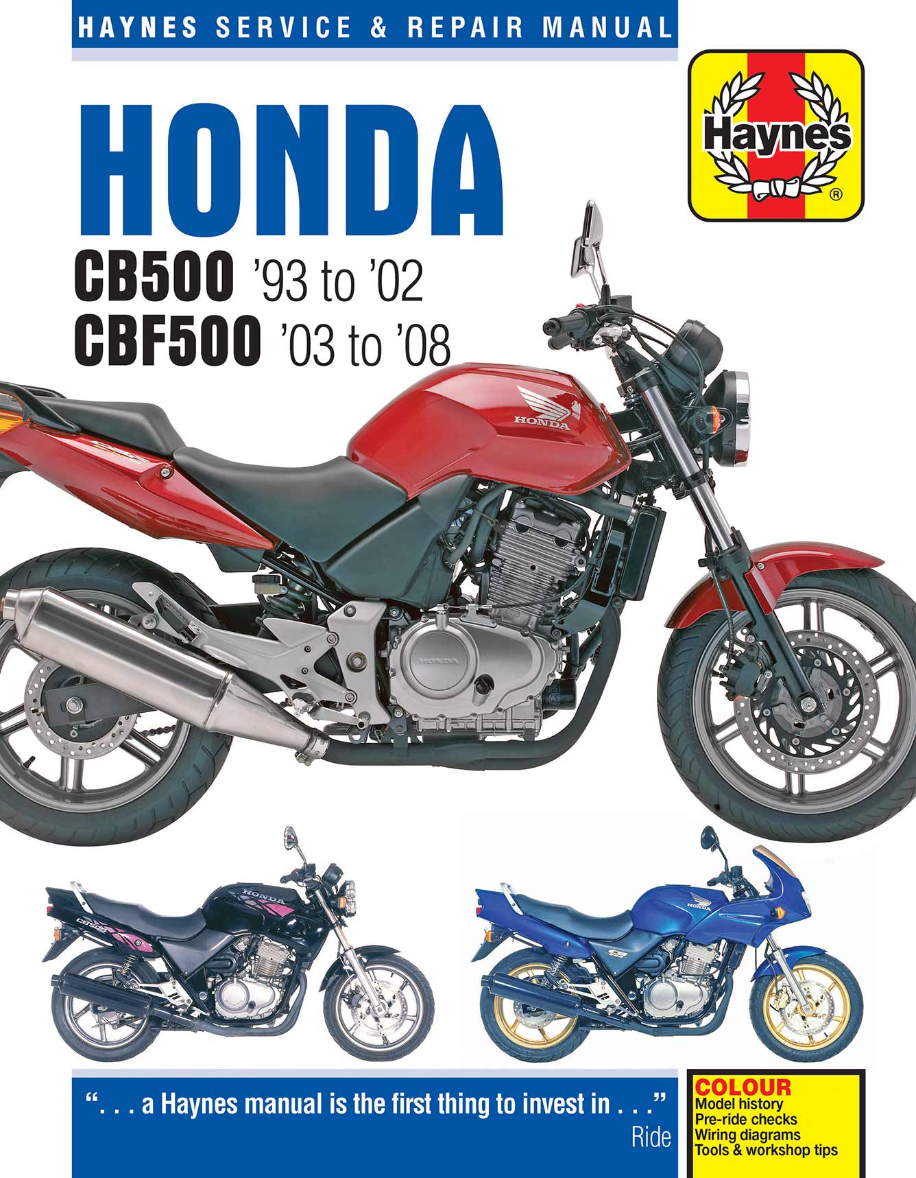 Honda CB500 (1993-2002) & CBF500 (2003-2008) Haynes Repair Manual Printed Book Front Cover