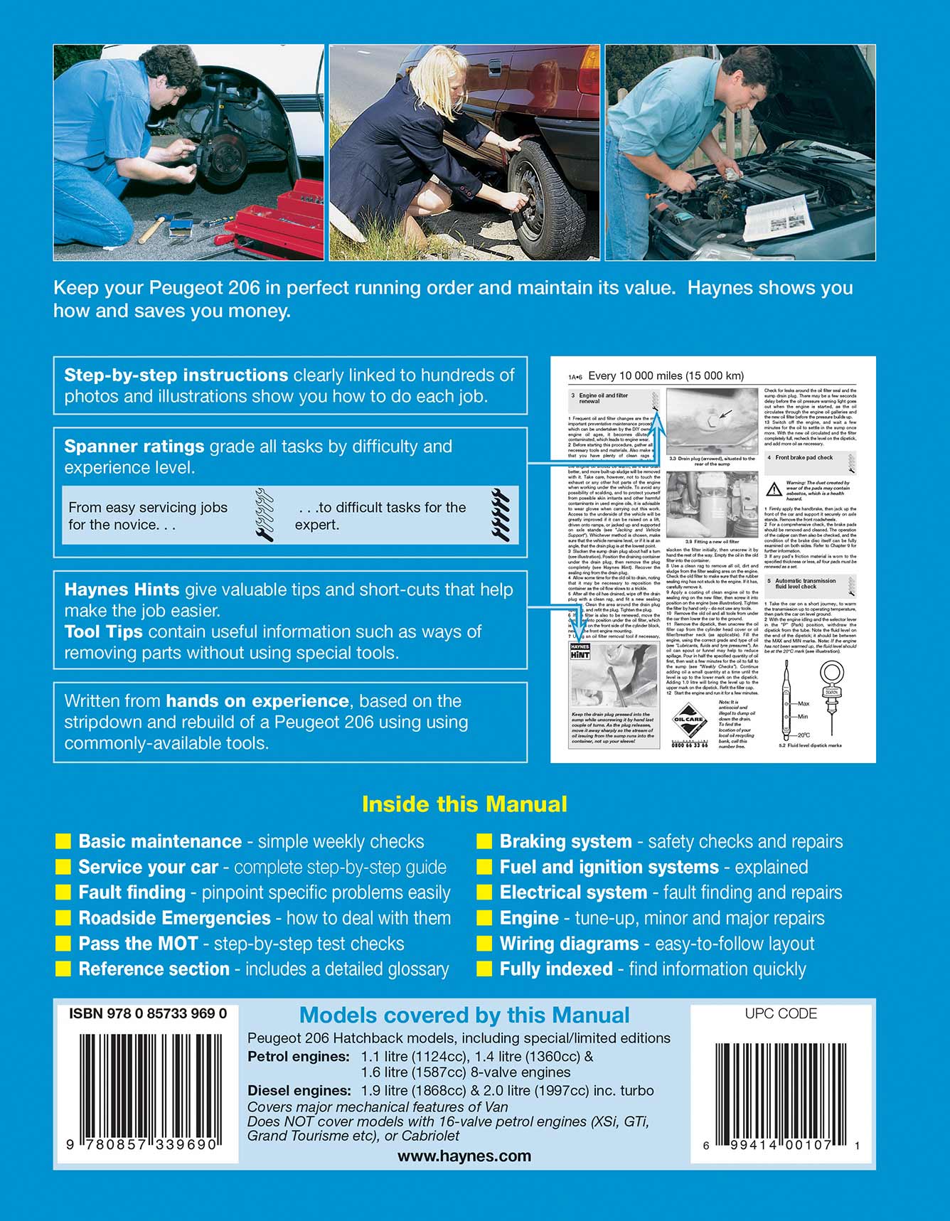 Peugeot 206 Petrol & Diesel (1998-2001) Haynes Repair Manual