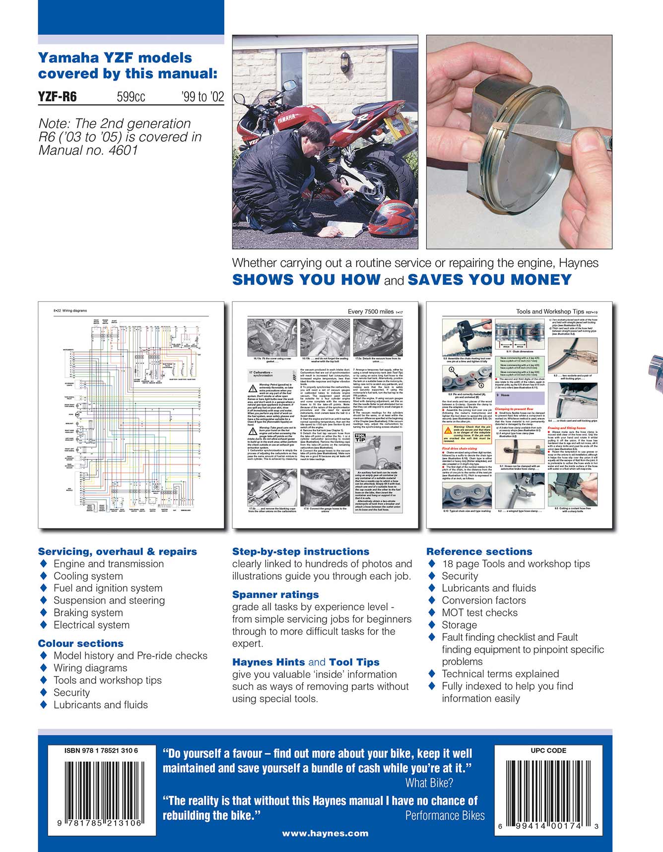 Yamaha YZF-R6 (1999-2002) Haynes Repair Manual