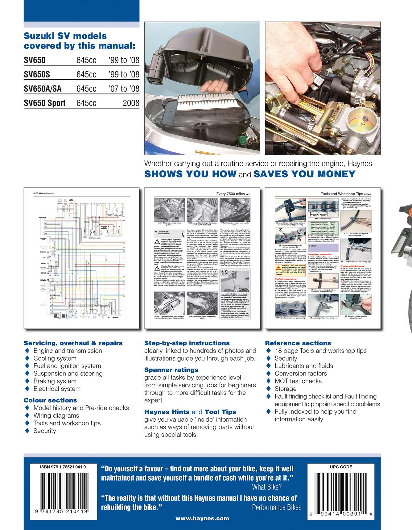 Suzuki SV650 & SV650S (1999-2008) Haynes Repair Manual