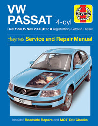 Volkswagen Passat 4-cyl Petrol & Diesel (Dec 1996-Nov 2000) Haynes Repair Manual Printed Book Front Cover
