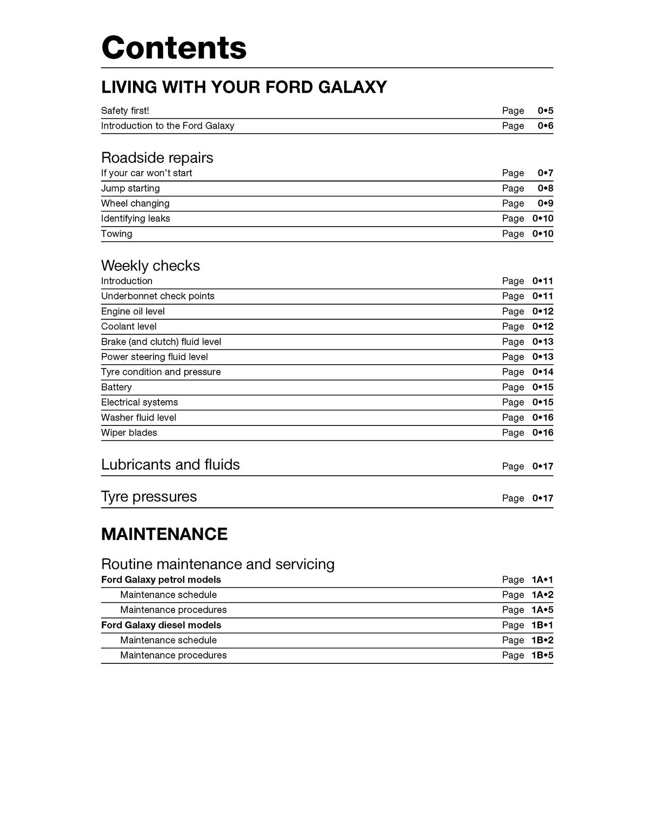 Ford Galaxy Petrol & Diesel (1995-Aug 2000) Haynes Repair Manual