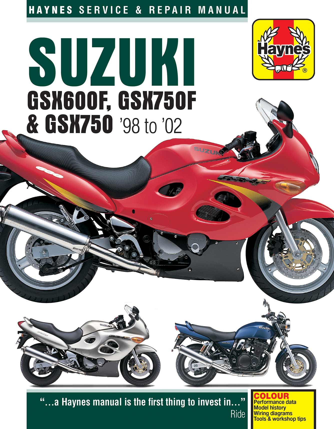 Suzuki GSX600/750F & GSX750 (1998-2003) Haynes Repair Manual Printed Book Front Cover