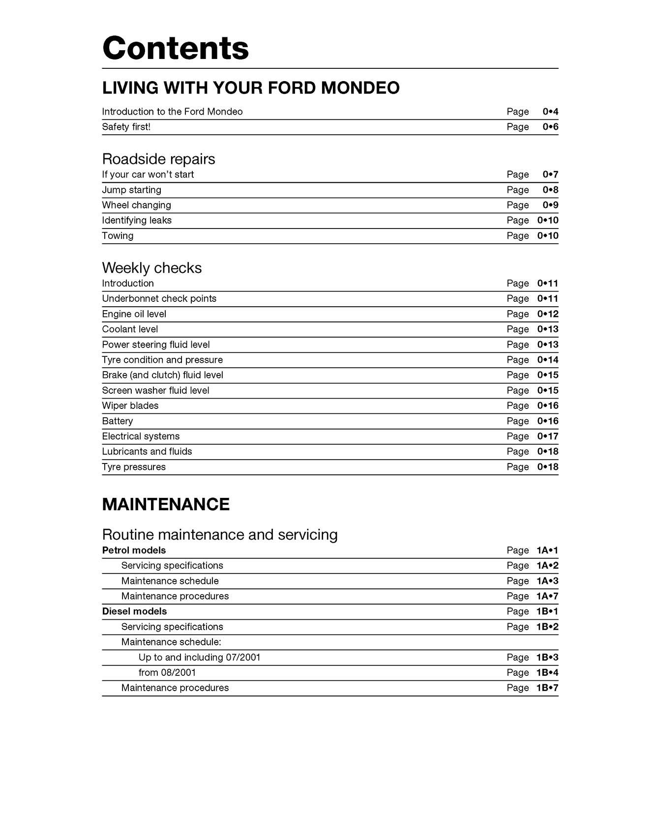 Ford Mondeo Petrol & Diesel (Oct 2000-Jul 2003) Haynes Repair Manual