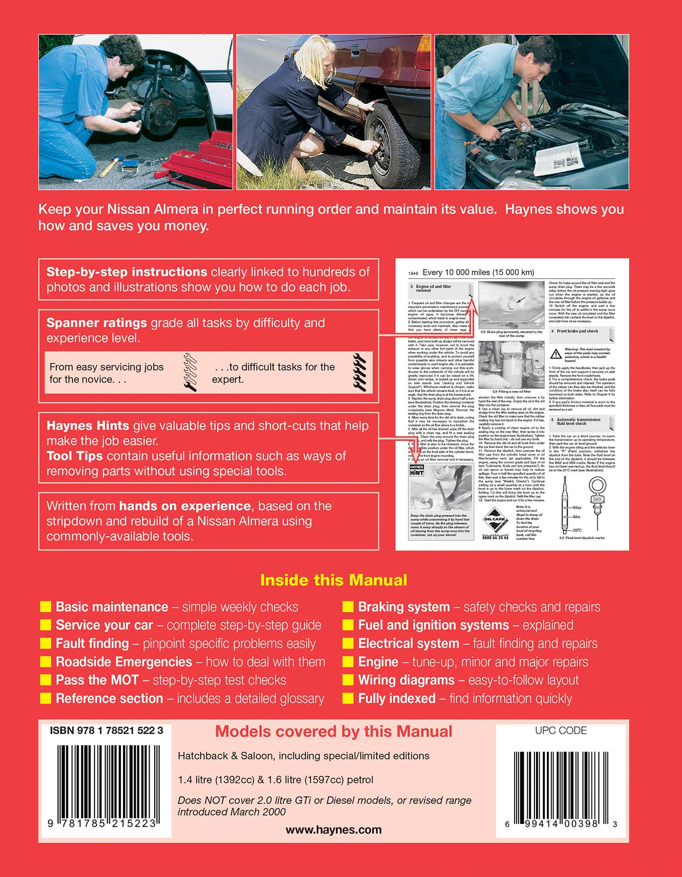 Nissan Almera Petrol (1995-Feb 2000) Haynes Repair Manual
