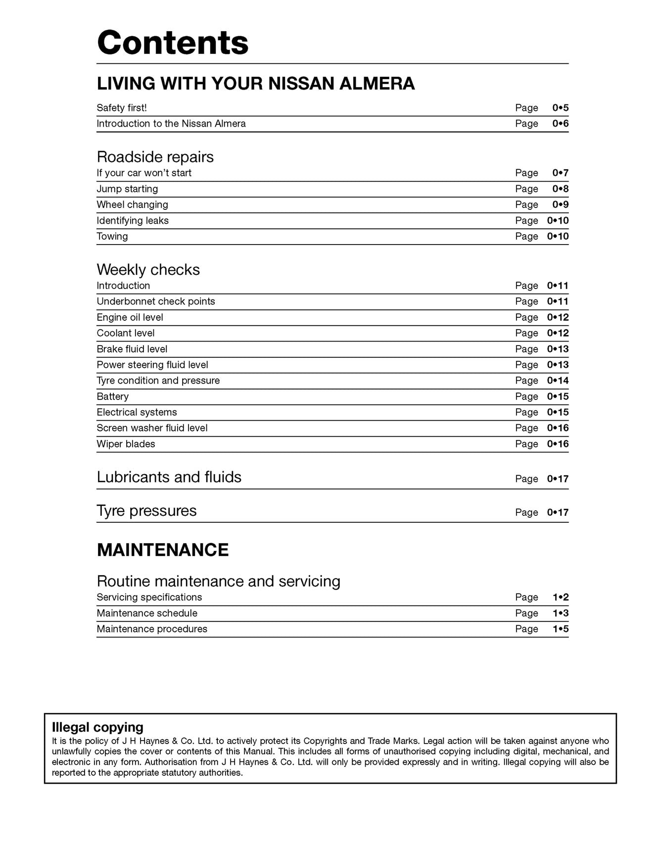 Nissan Almera Petrol (1995-Feb 2000) Haynes Repair Manual